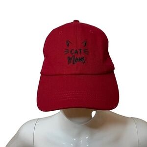 NWT Madd Hatter 100% Cotton Adjustable Cat Mom Baseball Hat, Red.